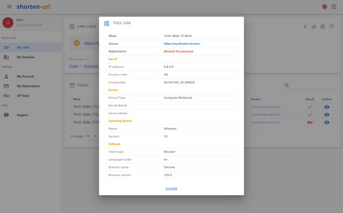 Raw access logs